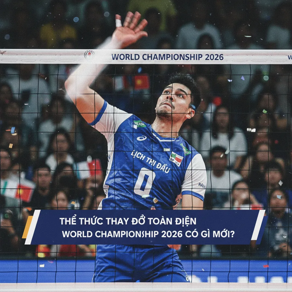 Một ngôi sao bóng chuyền đang thực hiện cú đập bóng mạnh mẽ